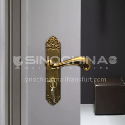 B Aluminum alloy yellow bronze interior door lock wooden door wood plastic door lock set 07